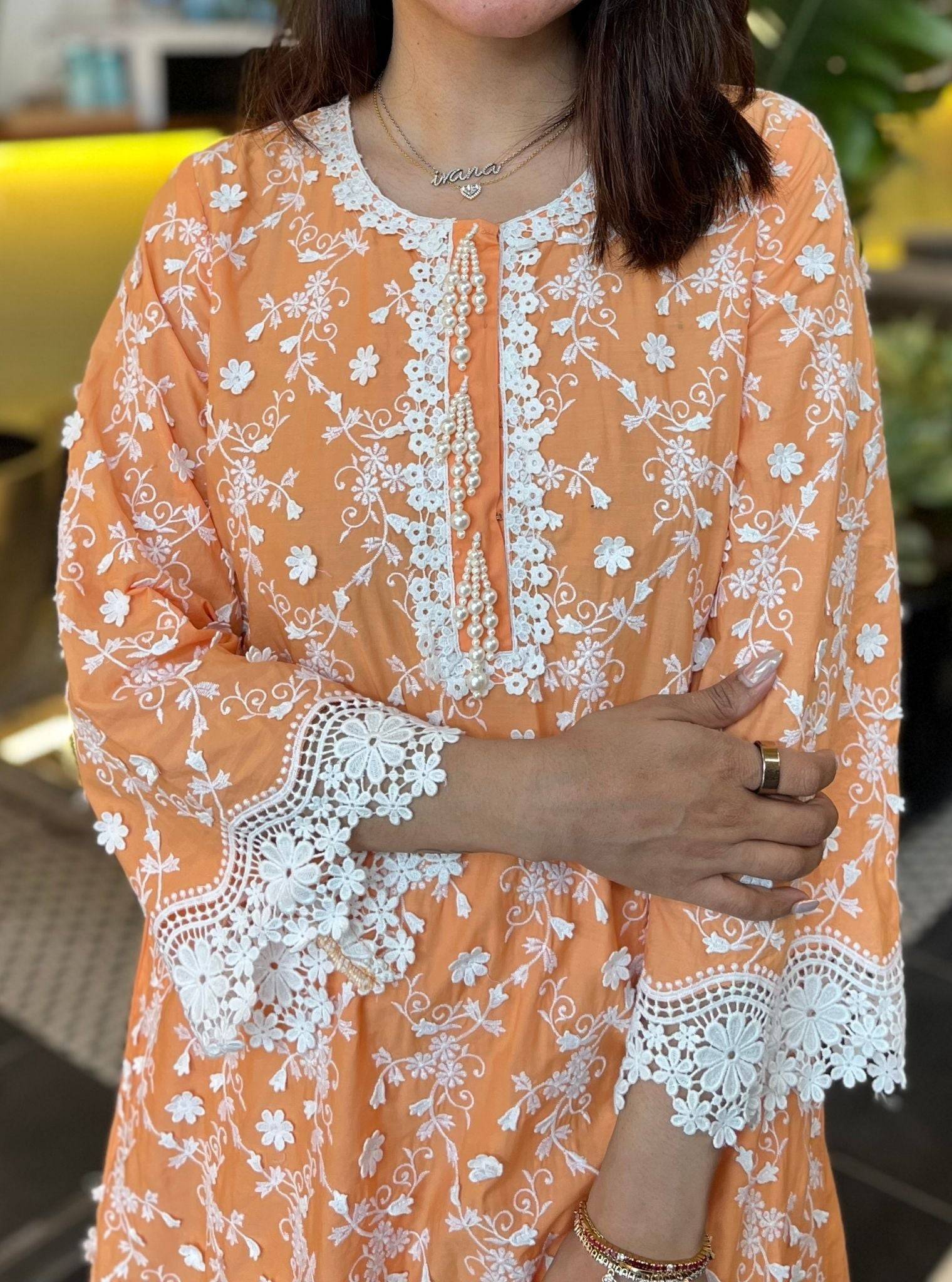 BayBreeze Cotton Orange Kurta Set