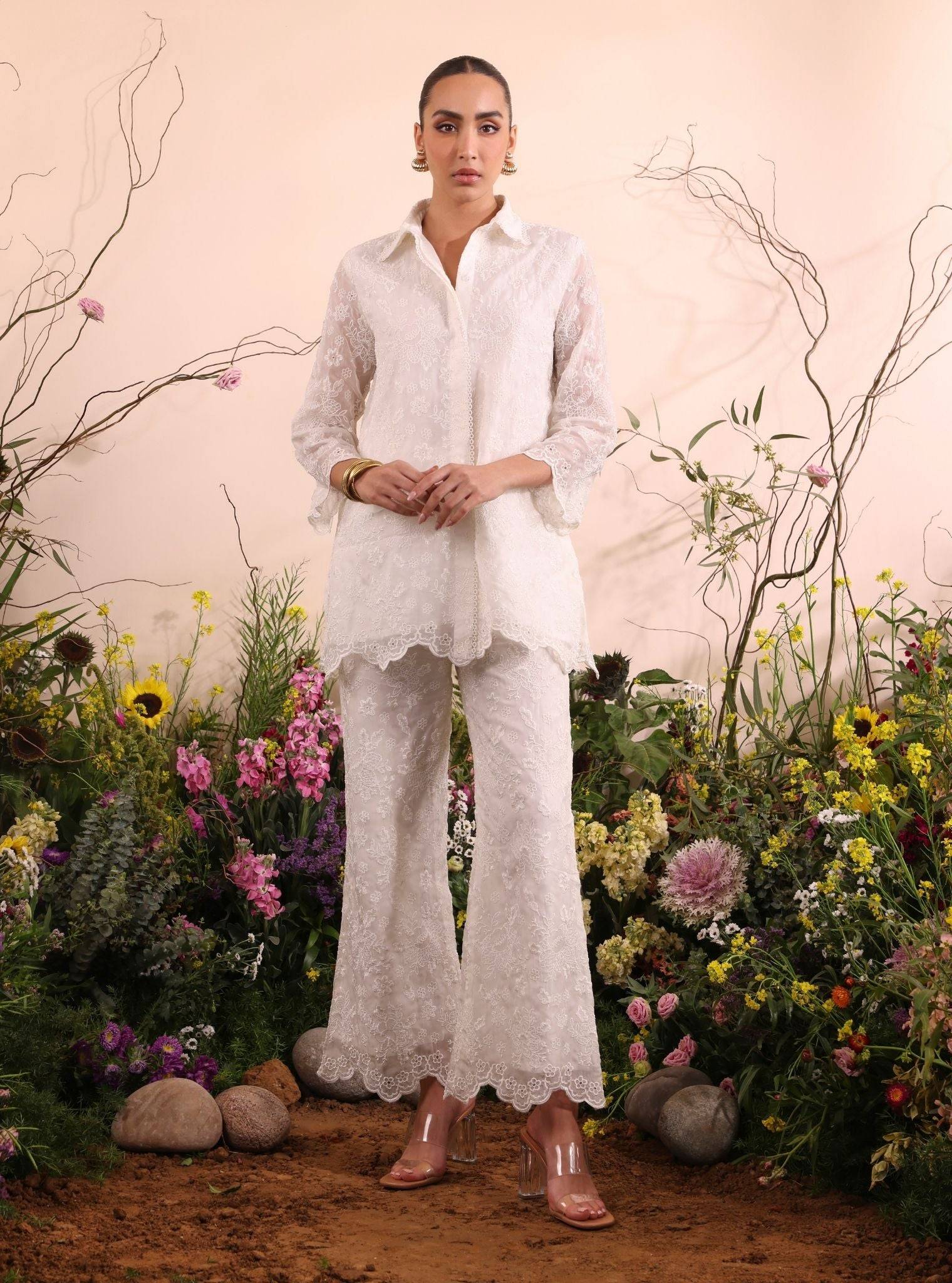 Lev Organza Off White Co-ord Set