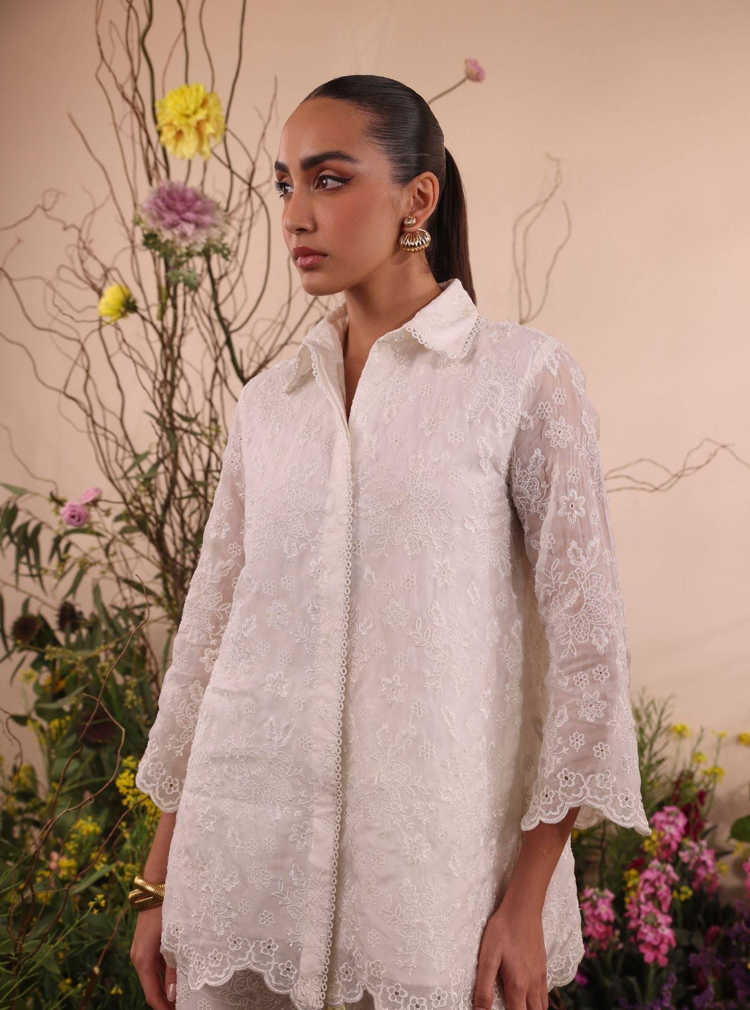 Lev Organza Off White Co-ord Set