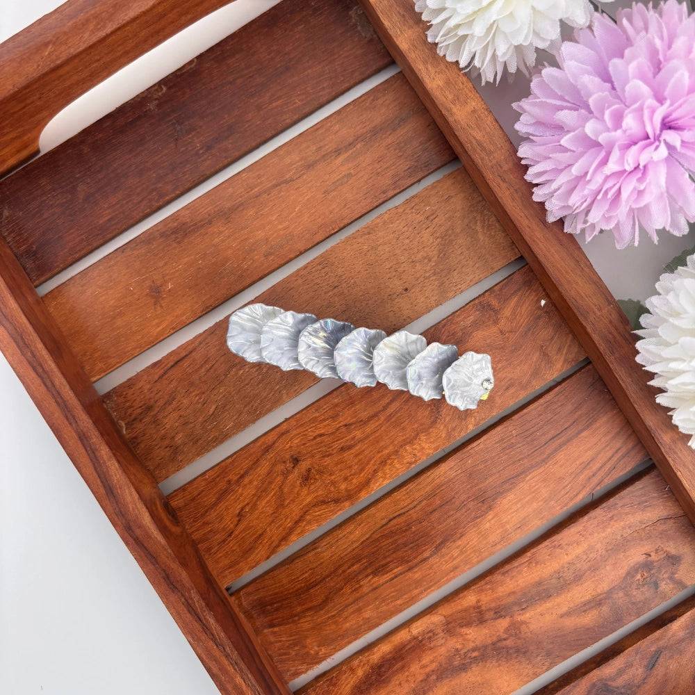 Silver Shine Cascading Petal Center Clip