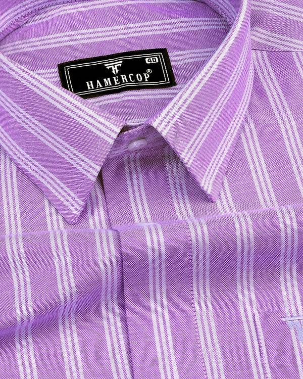 Alverton Purple With Gray Stripe Oxford Cotton Shirt