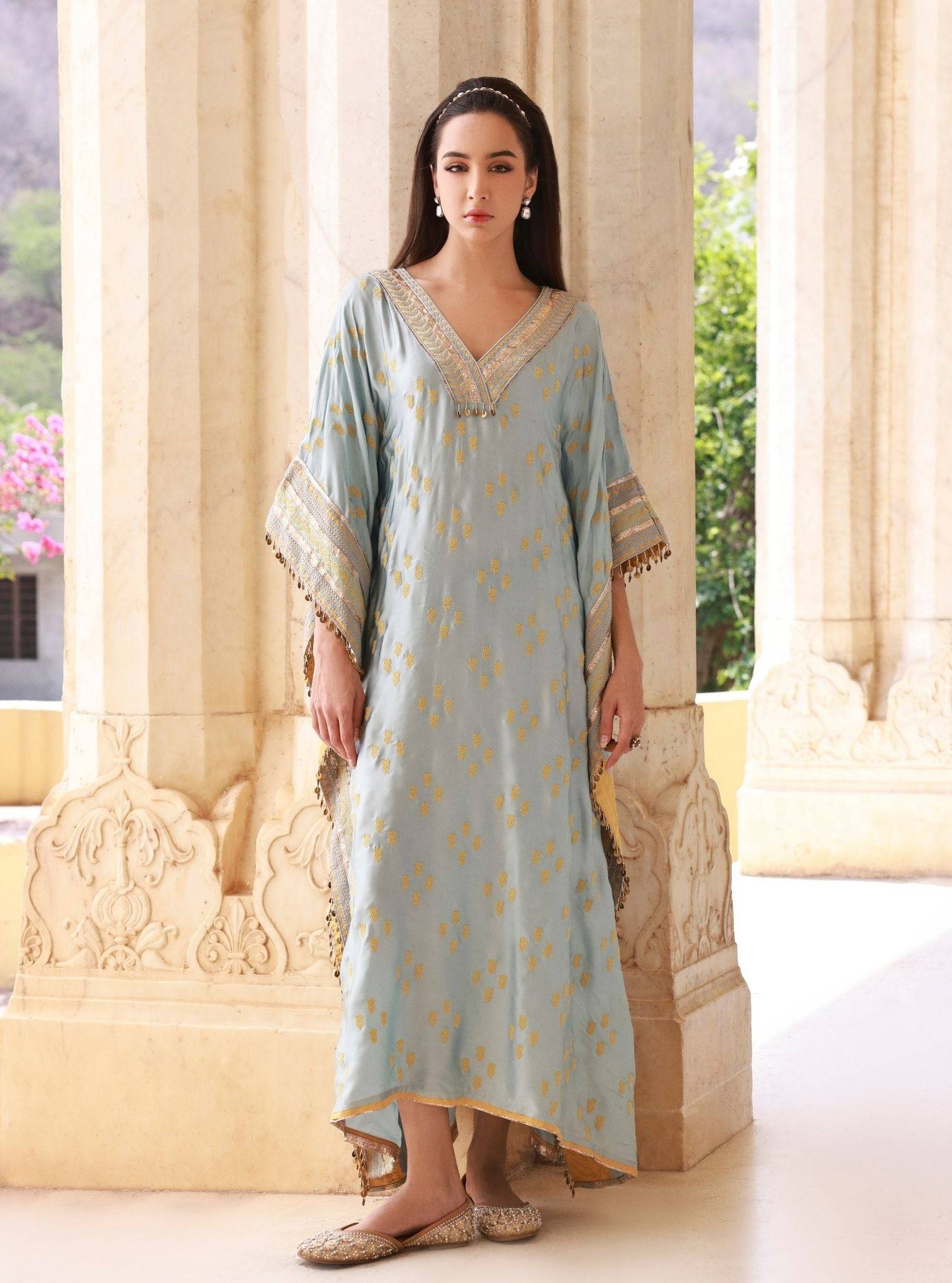 Nishaya Bemberg Satin Blue Kaftan