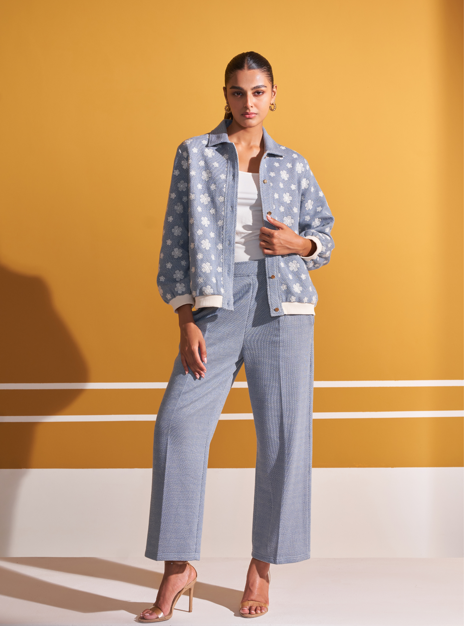 Edith Lurex Knit Blue Co-ord Set