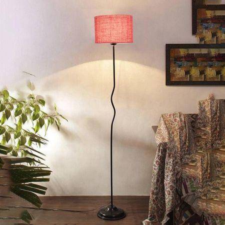 Minnie Pink Jute shade with Iron floor lamp