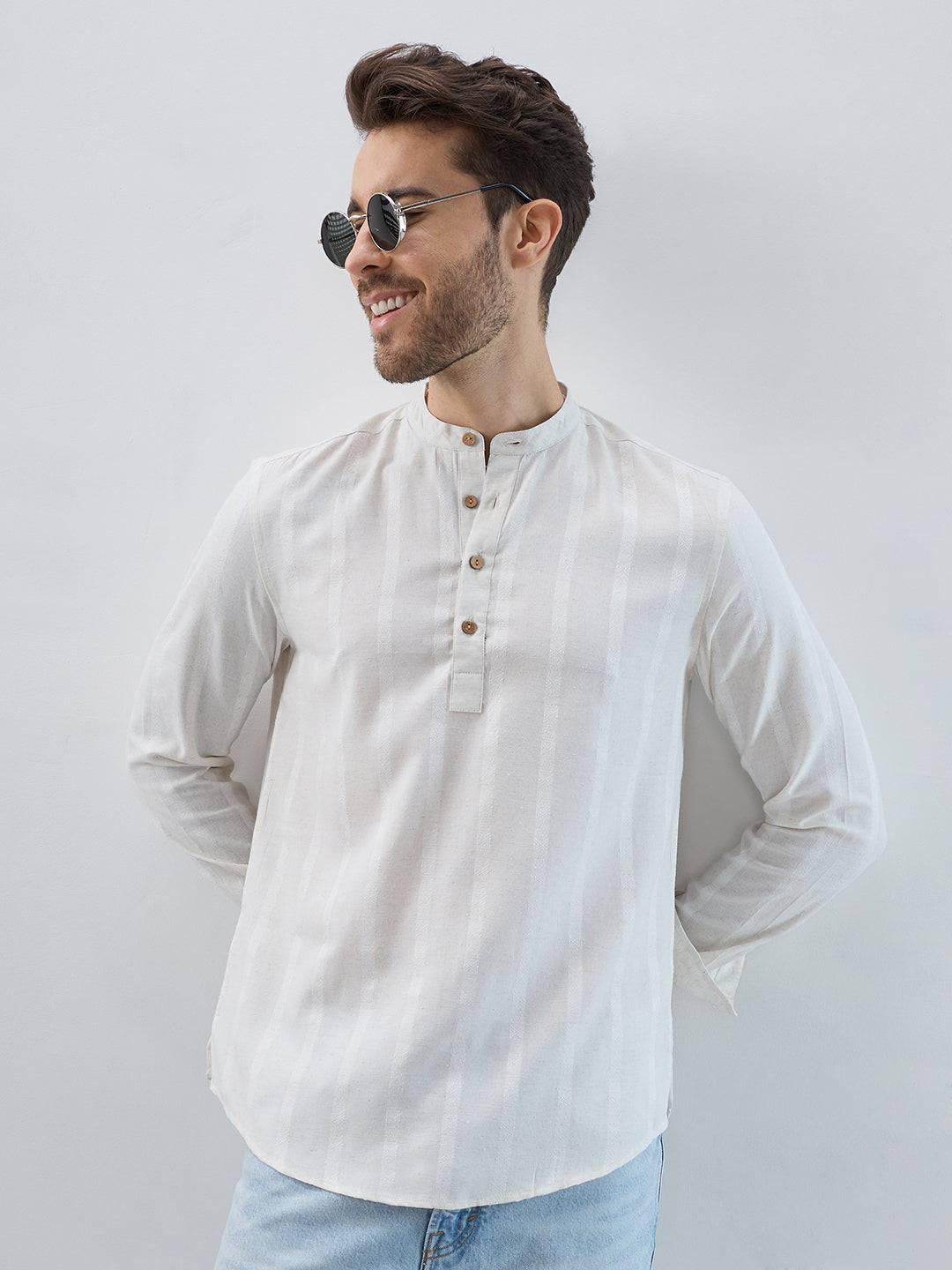 Refined Cream Grainy Kurta Buy only at ₹759