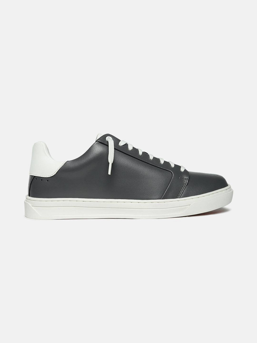 Low-Top Premium Leather Slip-On Sneakers - Grey