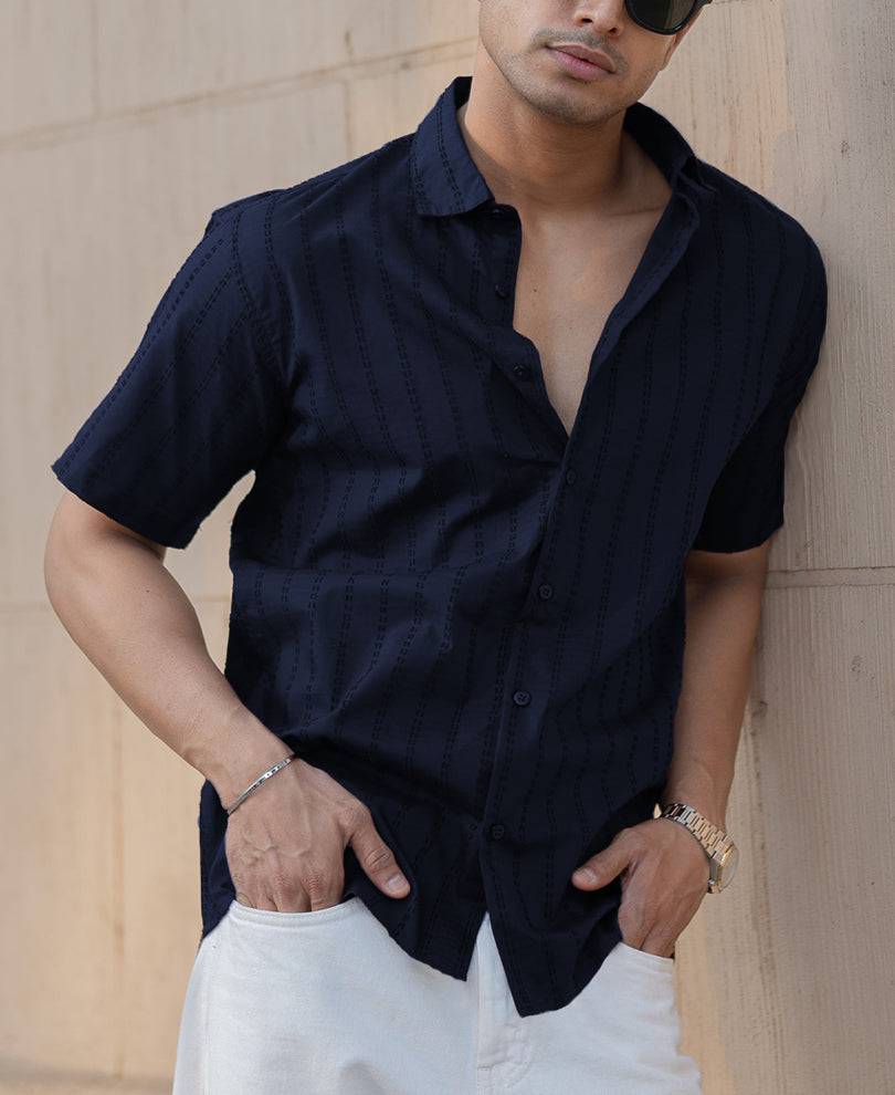 Navy Blue Regular Fit Half Sleeves Shirt Buy @ ₹499