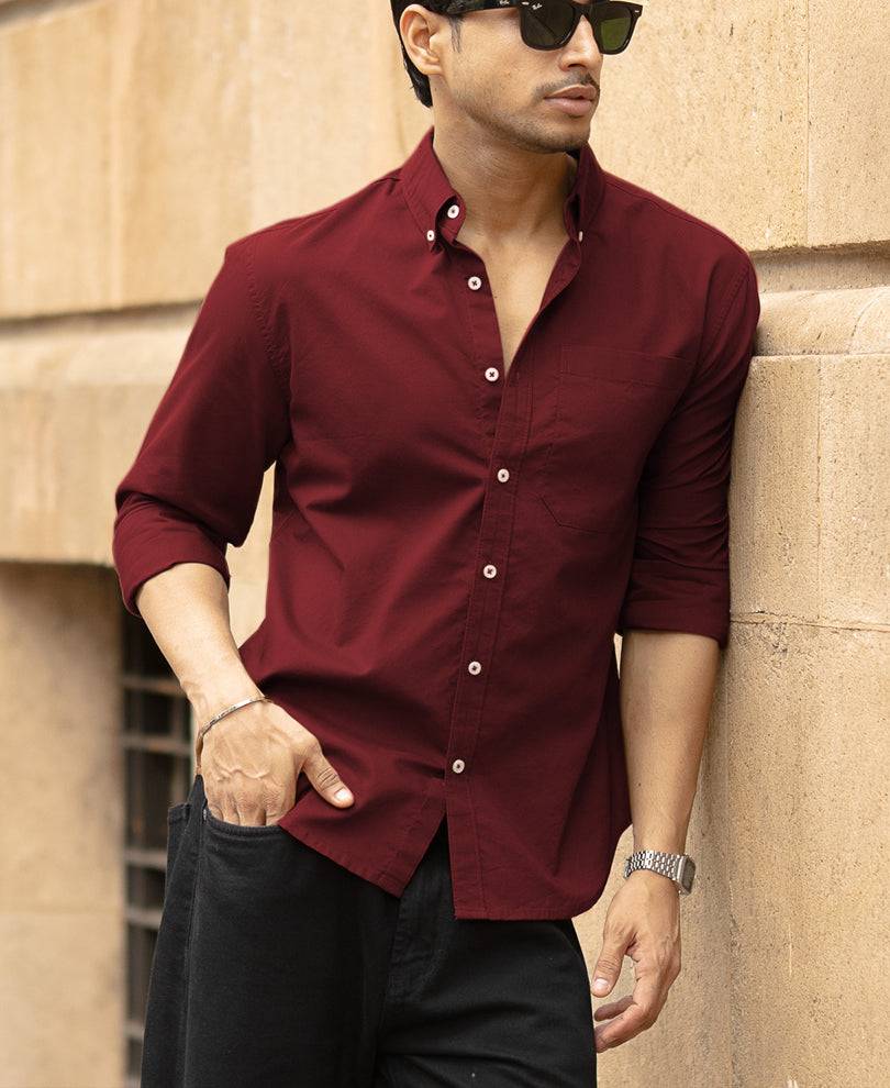 Maroon Lightweight Oxford Shirt Buy @ ₹1199