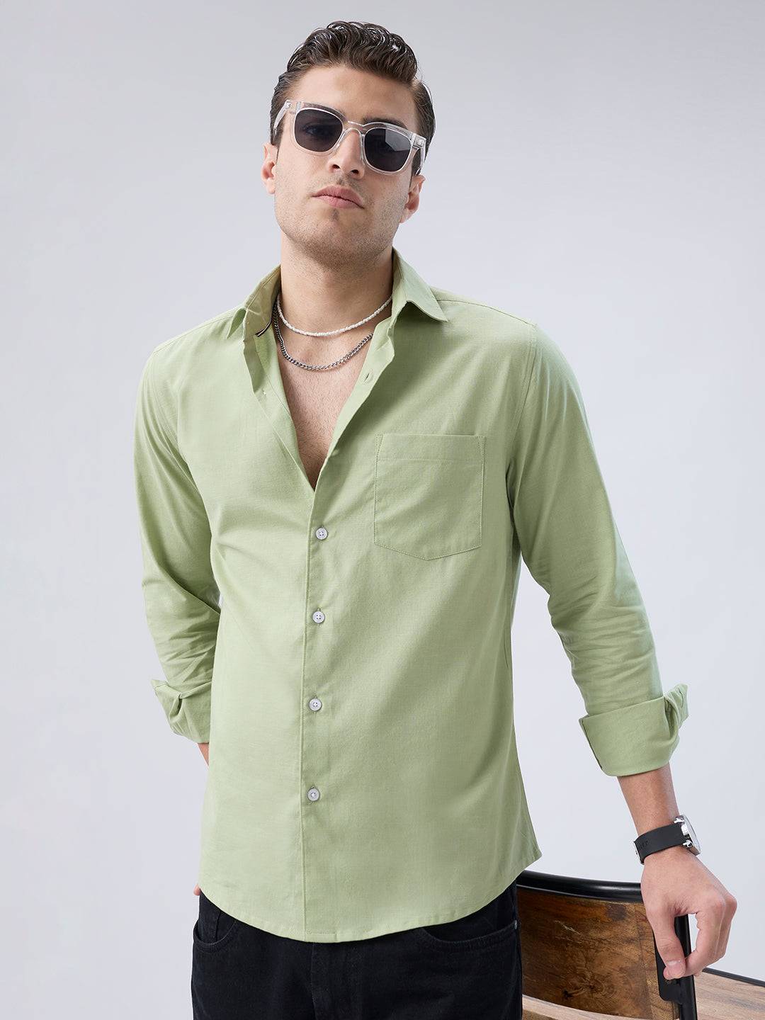 Pastel Mint Slub Weave Everyday Shirt Buy only at ₹659