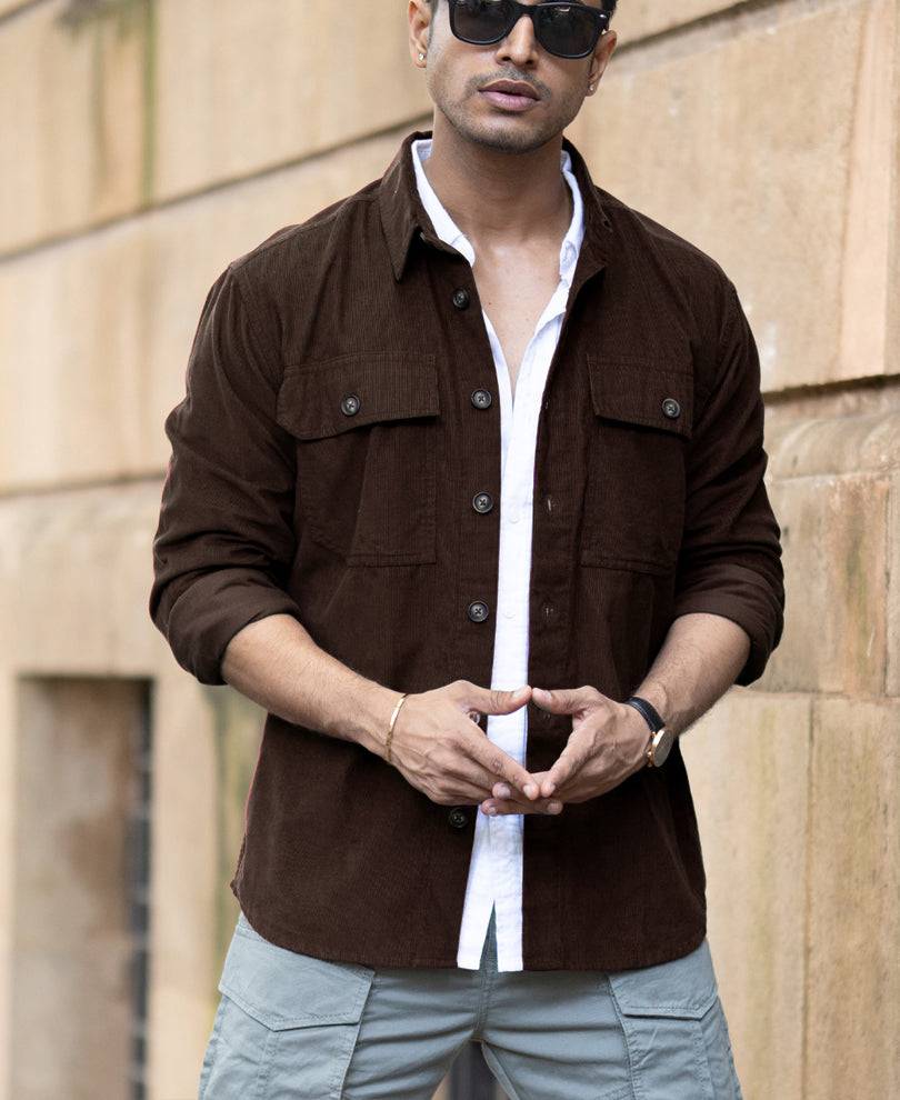 Brown Corduroy Shirt With Pockets Buy @ ₹1199