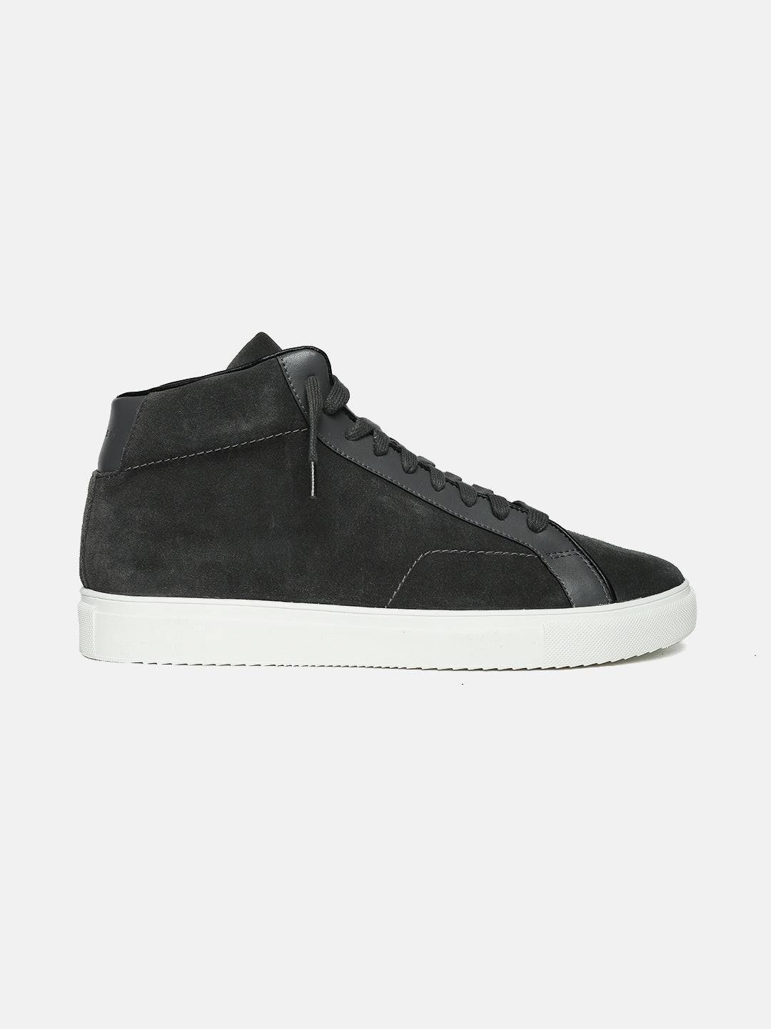 Premium Leather Mid-Top Sneakers - Grey