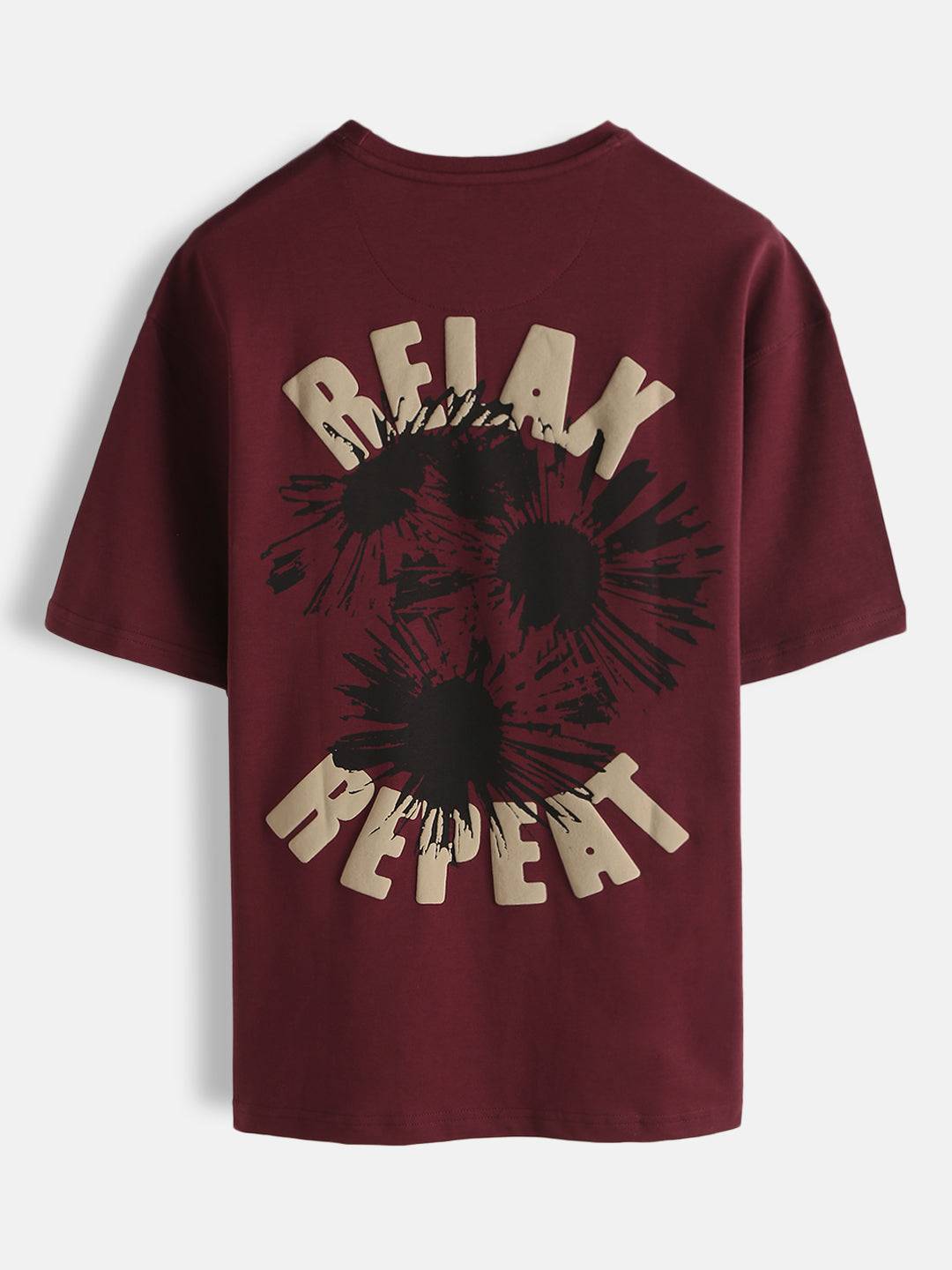 Puff Print Oversized T-Shirt | Maroon