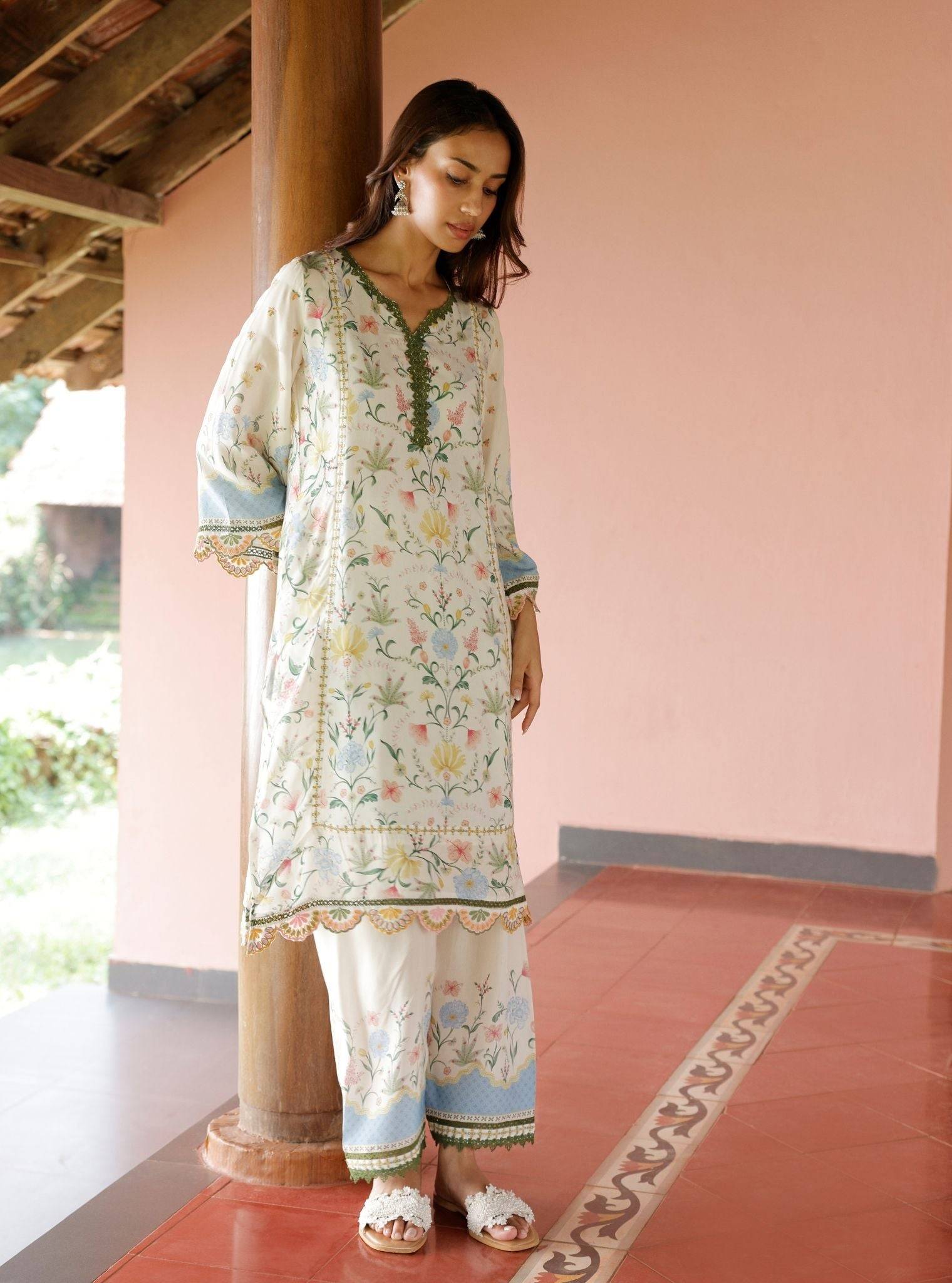 Alya Lawn Printed Off White Kurta Set