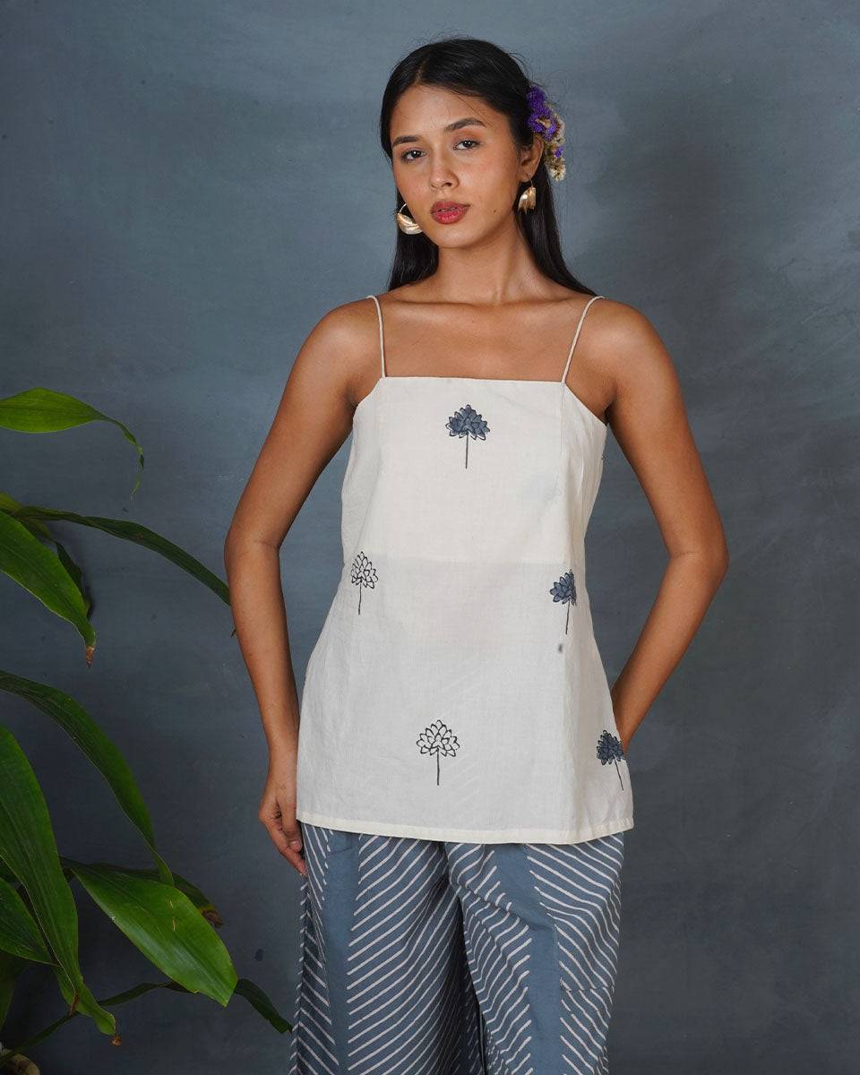 Soft Eclipse Ivory Block Printed Top - BMS