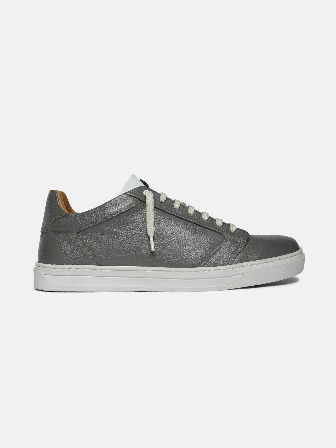 Classic Low-Top Premium Leather Sneakers - Grey