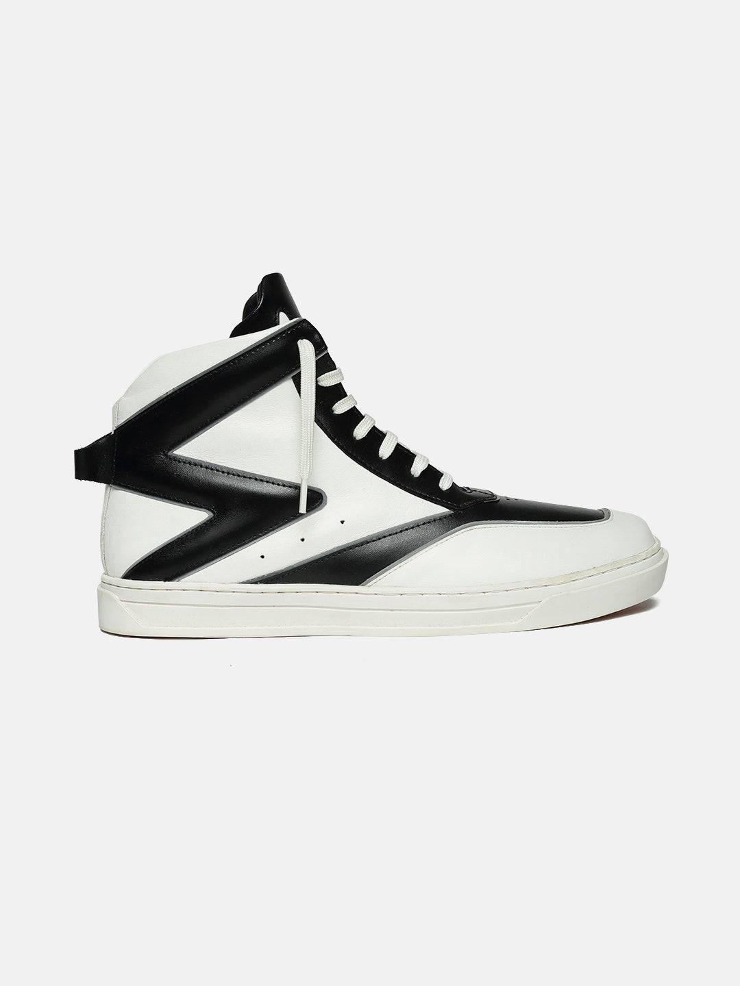 High-Top Premium Leather Sneakers - Dual Tone