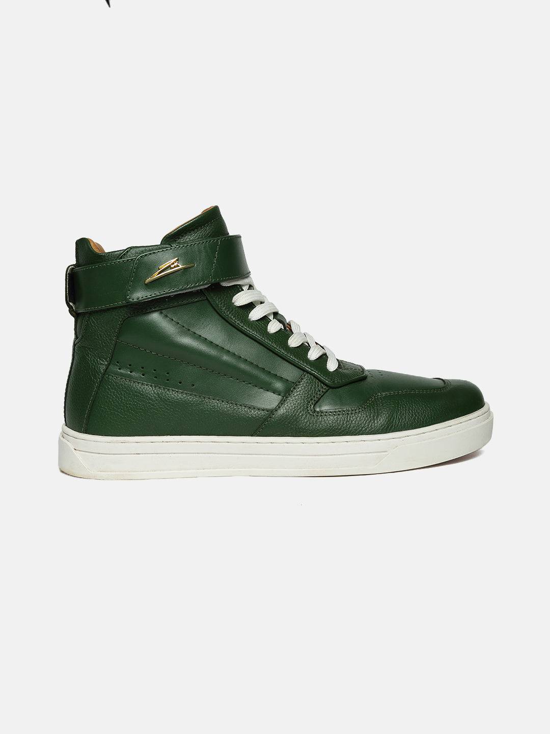 High-Top Premium Leather Sneakers - Green