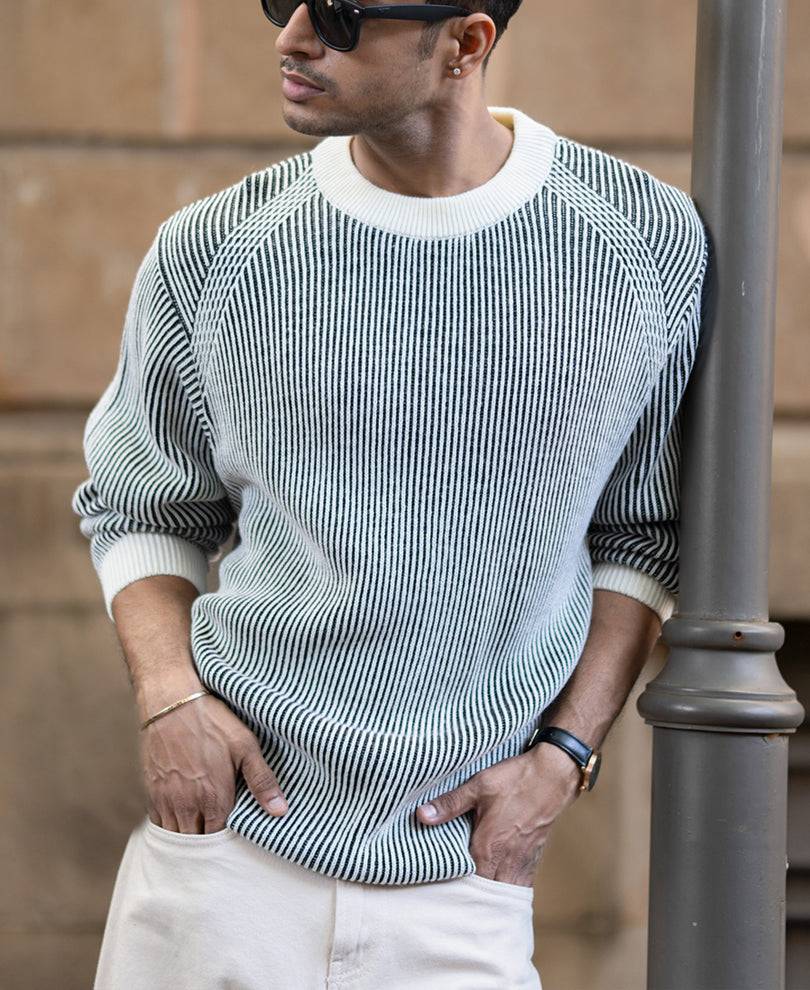 Black And White Striped Sweater Buy @ ₹1399