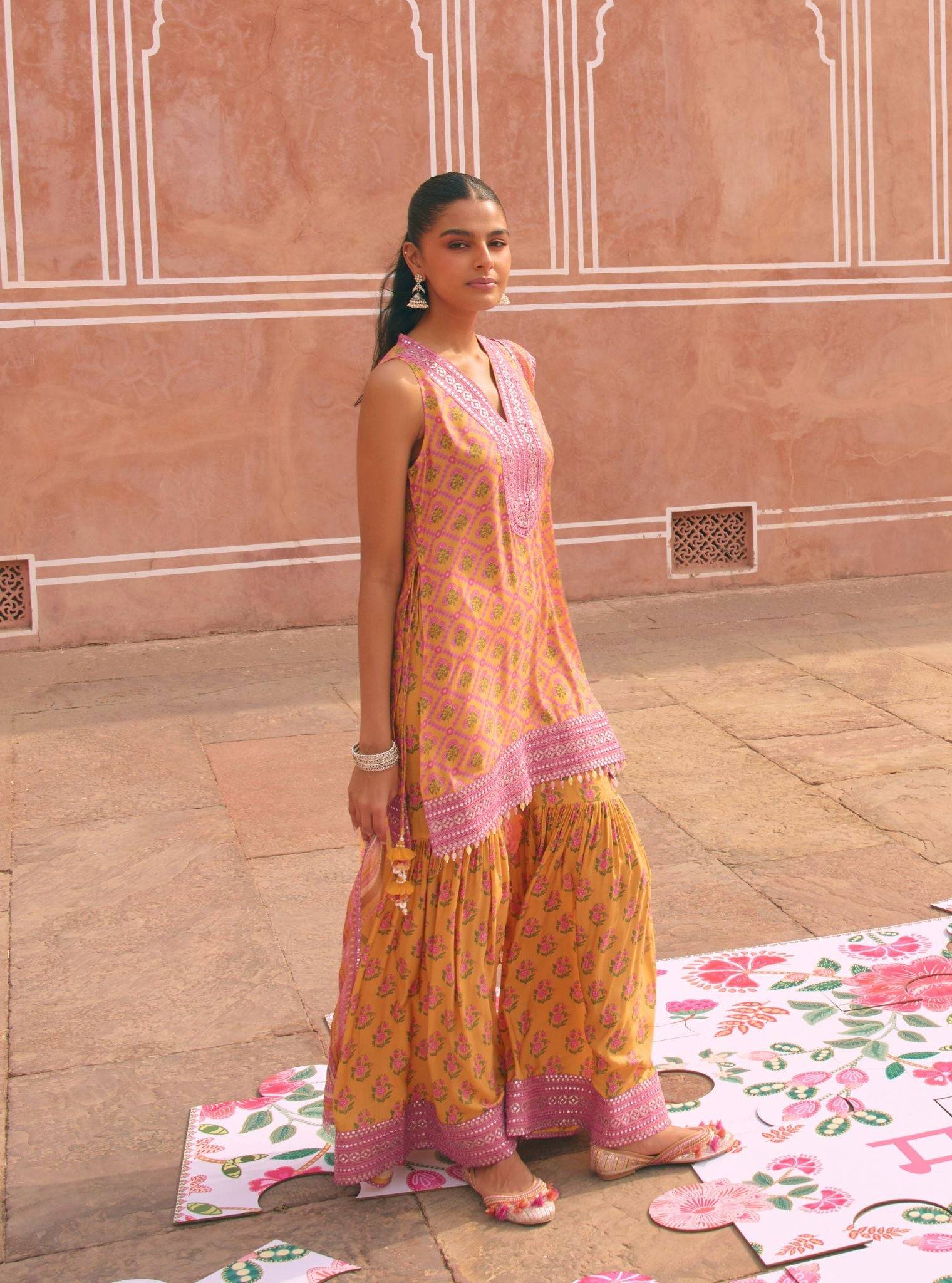 Divaya Lawn Mustard Kurta Set