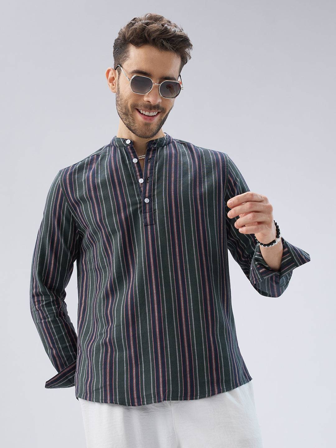 Premium Cotton Forest Muse Multistripe Kurta Buy only at ₹799