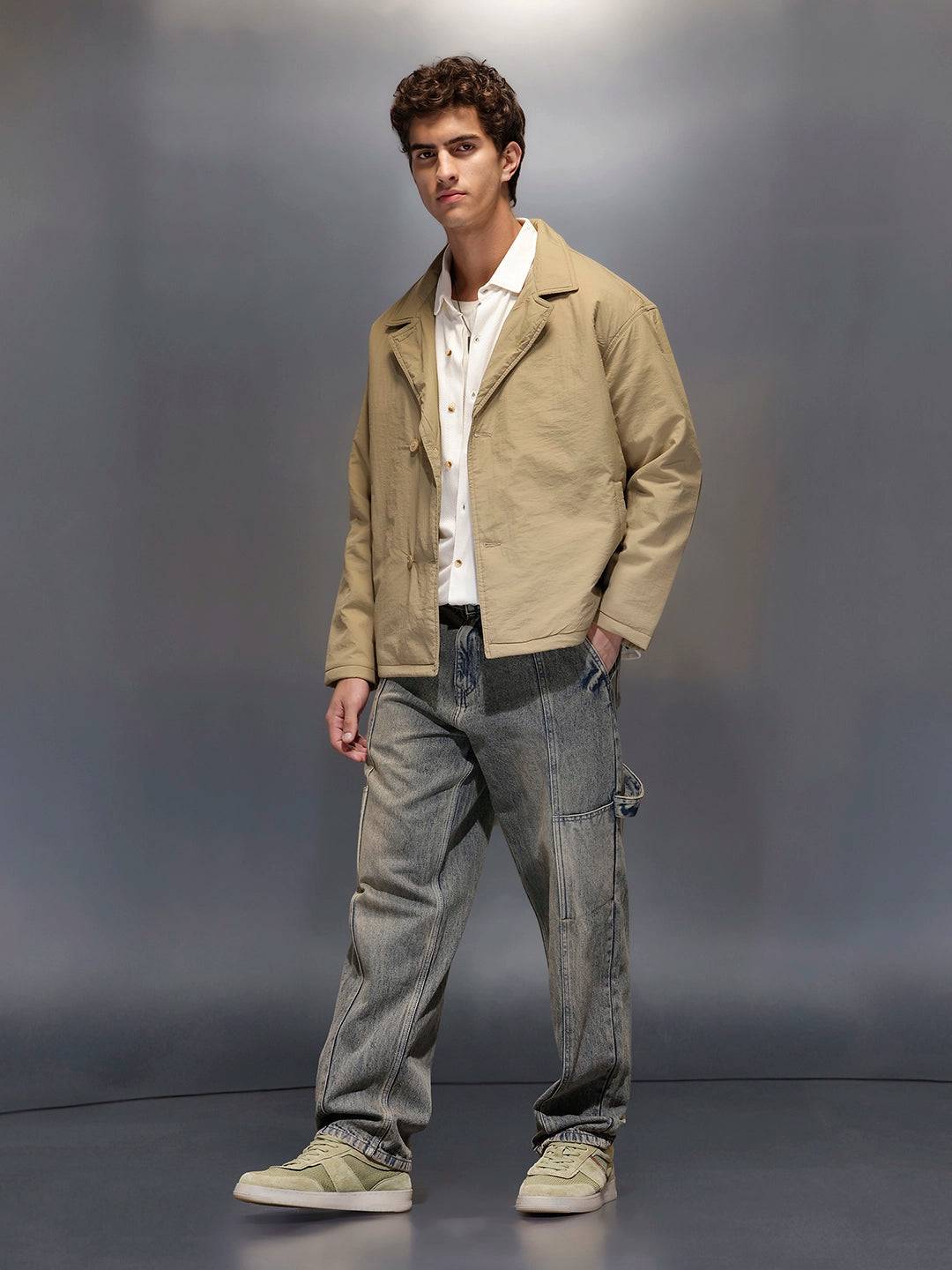 Men's Oversized blazer Style Nylon Jacket  |  Khaki