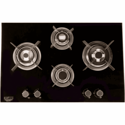 Carysil Hob, SALSA 4 78CM, 4 burner 78 cm Auto Ignition Glass Top Rhombus Design Brass Burners 1 Medium +2 Small+1 High Buy at only ₹19899
