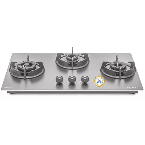 Sujata Hob, 4 Burner 78 cm Auto Ignition Stainless Steel Burner 1 Larg + 1 Medium + 1 small (Indium 3B78, Black) Buy at only ₹19699
