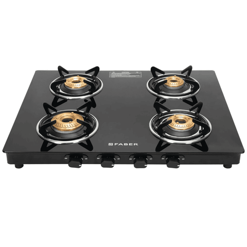Faber Cooktop, SPARK 4BB BK, 4 Burner Auto Manual Glass Top Brass Burner 1 Big + 2 Medium + 1 small Gas Stove (Black) Buy at only ₹6499