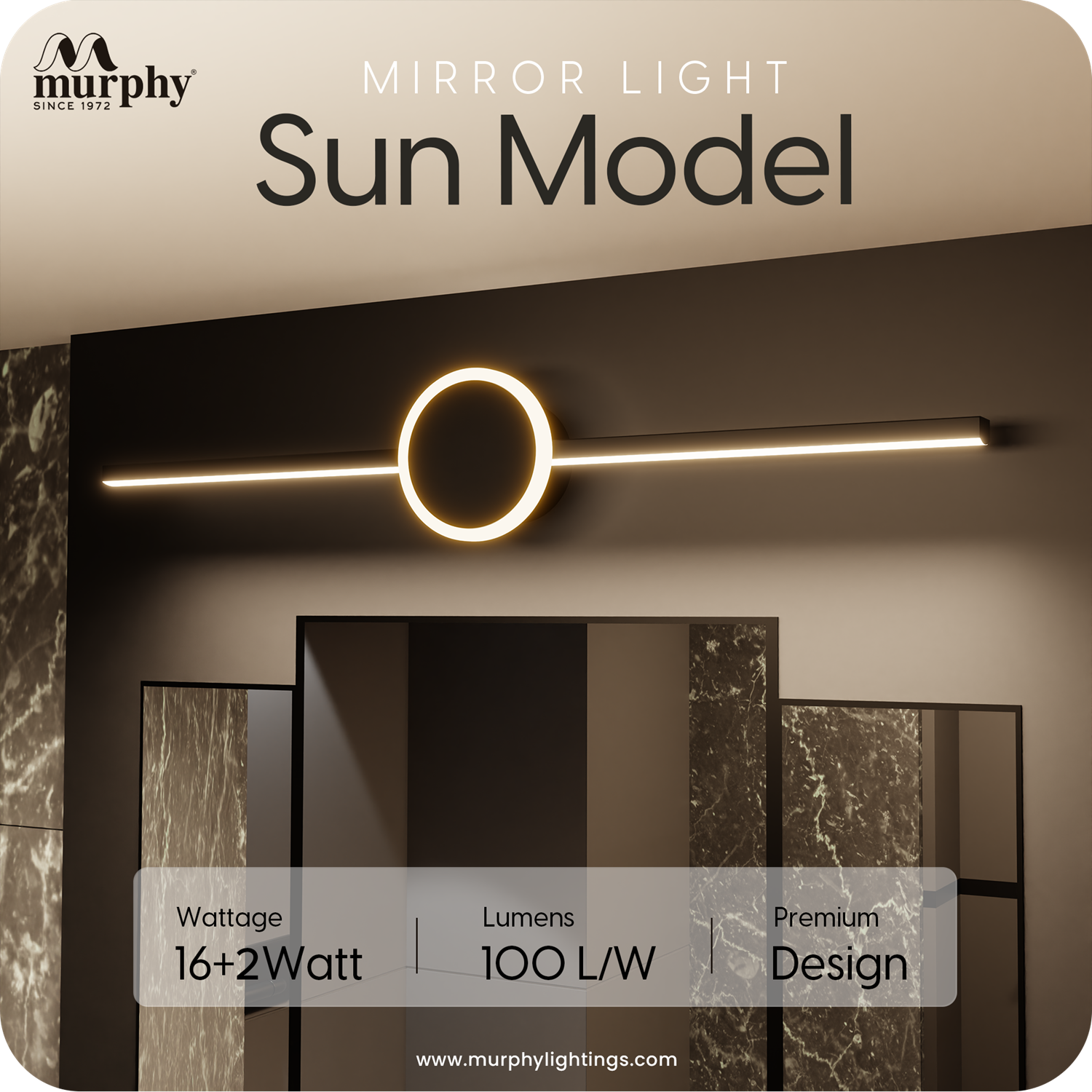 Murphy Sun Model 16+2W Picture Photo Frame Light/Bathroom Dressing Light