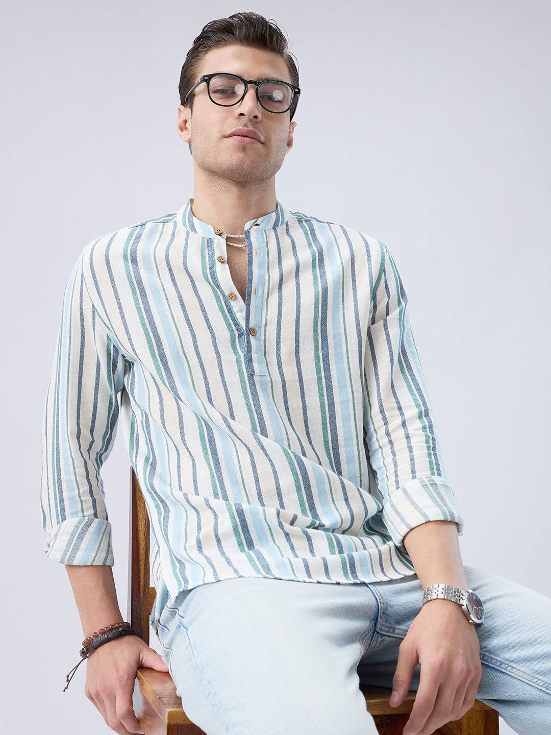 Classic Riviera Aqua Striped Kurta Buy only at ₹699