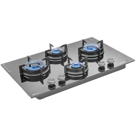 Sujata Hob, 4 Burner 78 cm Auto Ignition Glass Top Brass Burner 1 Larg + 1 Medium + 2 small (Palladium FB 4B78CR, Black) Buy at only ₹31299