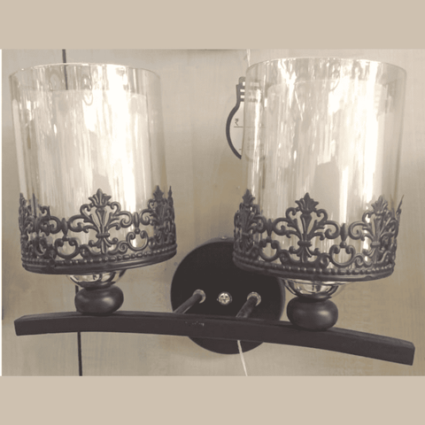 Wall LeArc Designer Lighting Wrought Glass Metal Wood Wall Light (WL2991-2, Black) Buy only at ₹3499