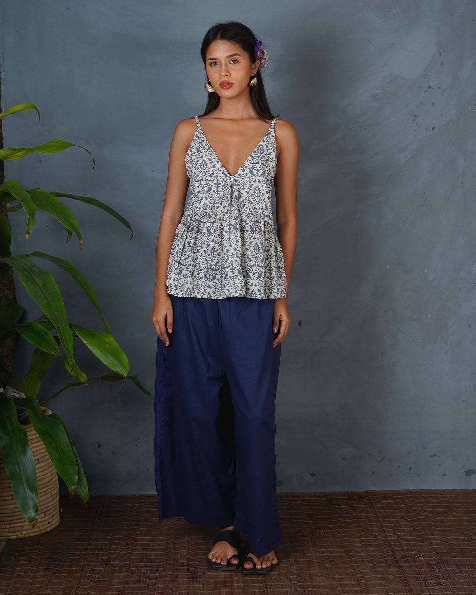 Dove's Wing Grey Block Printed Top - BMS