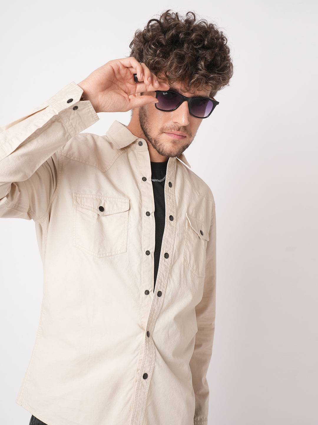 Subtle Beige Double Pocket Overshirt Buy only at ₹759