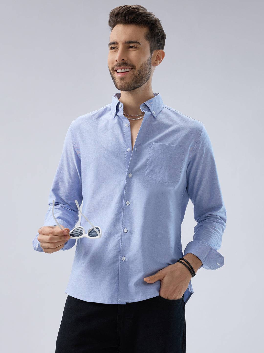 Sky Mist Oxford Weave Button-Down Shirt Buy only at ₹759