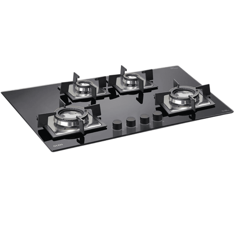 Glen Hob, 1074 SQ FB BL AI, 4 burner 74 cm Auto Ignition Glass Double Ring Forged Burners 2 Medium + 1 Small +1 High Flame Gas Stove (Black) Buy at only ₹14299