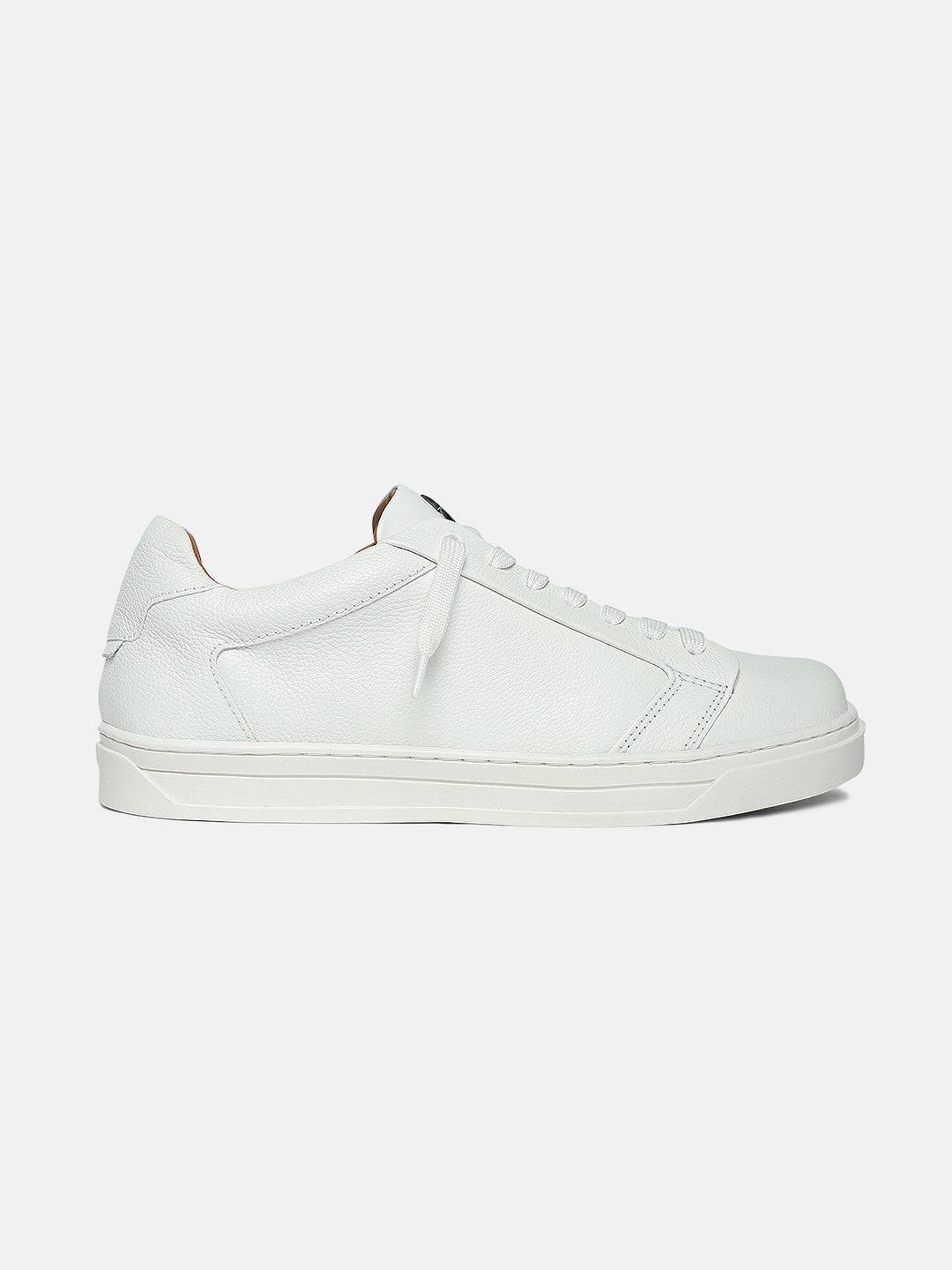 Classic Low-Top Premium Leather Sneakers - White