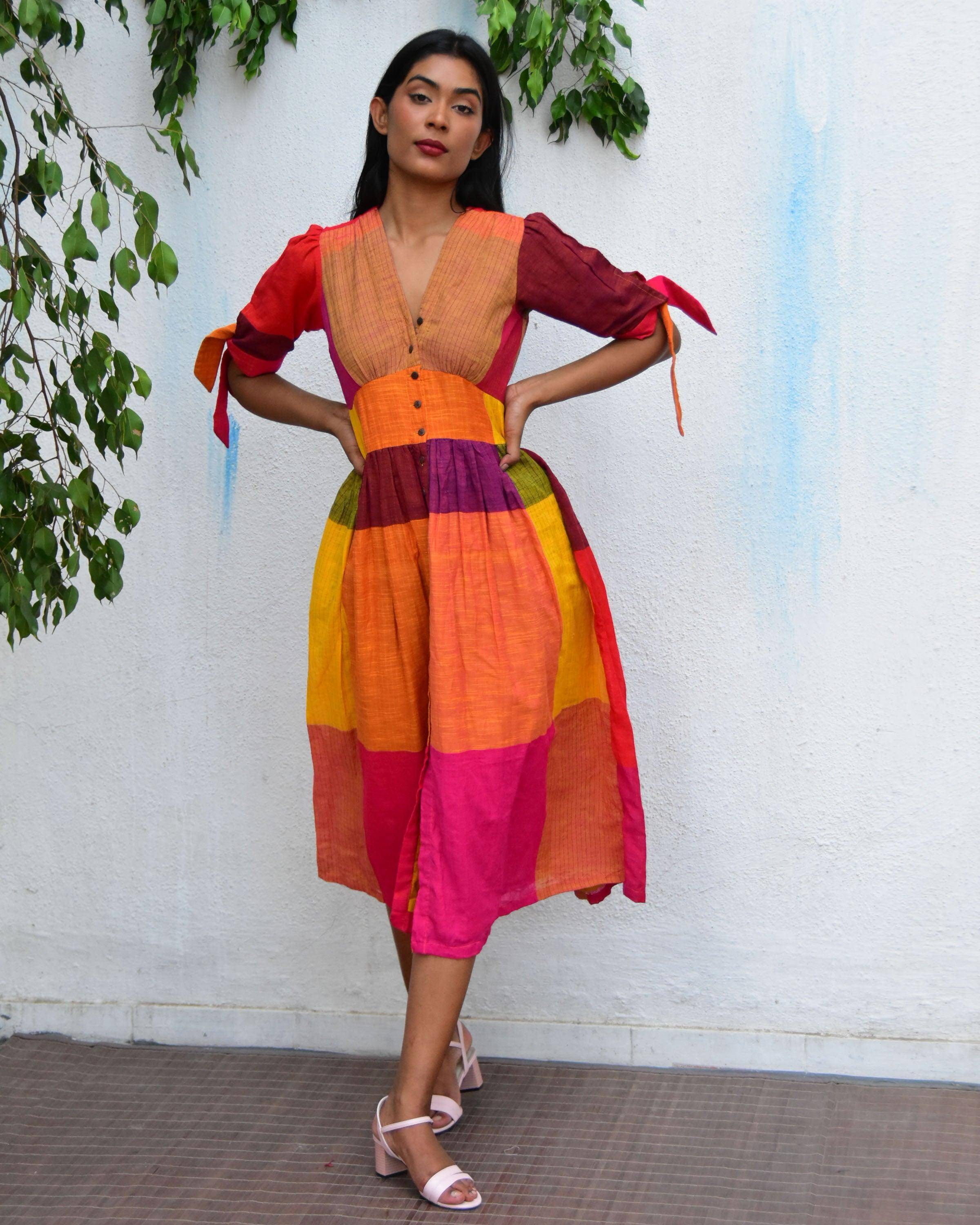 Technicolor Handwoven Cotton Dress - Rc