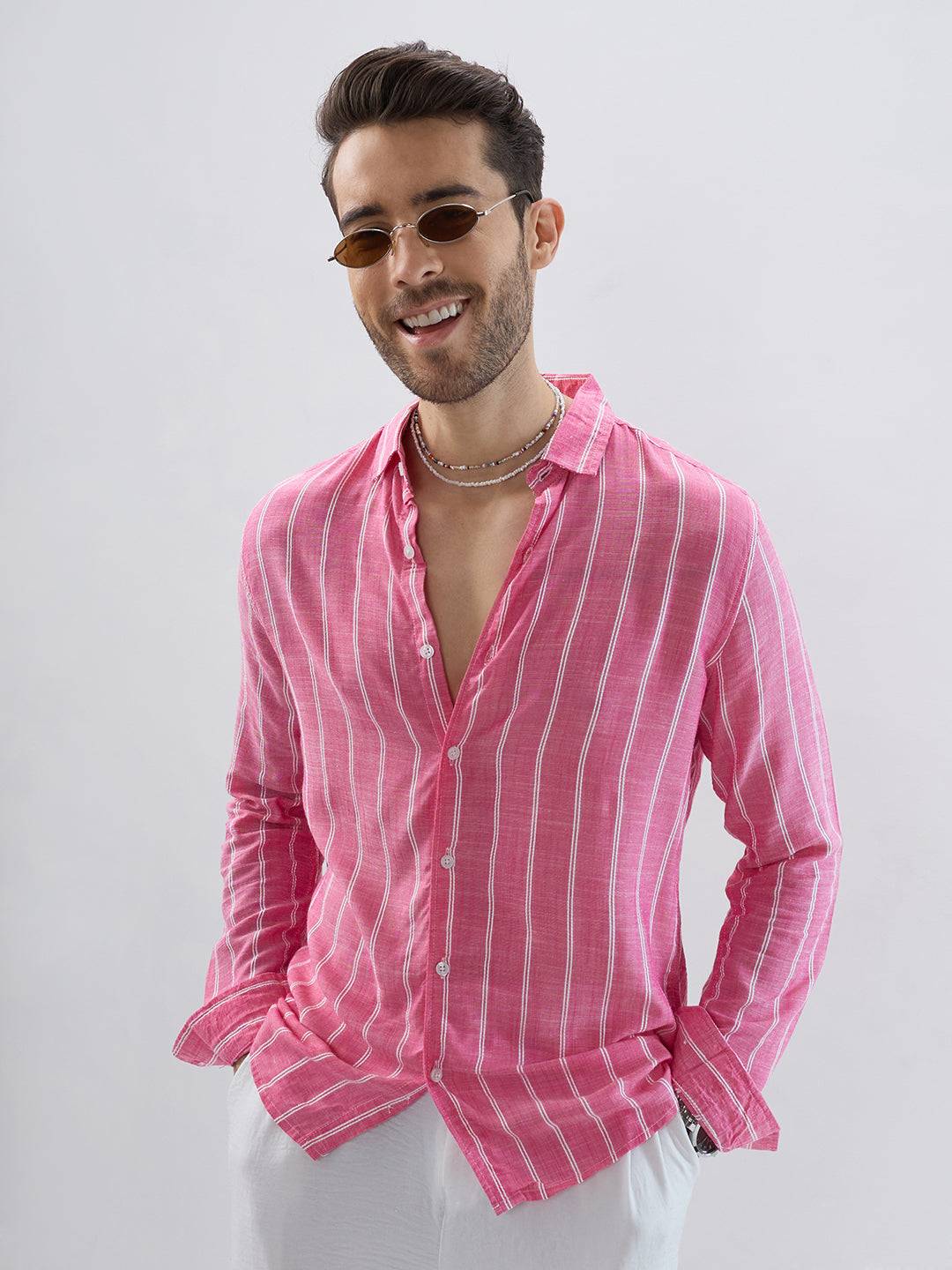 Elegant Pink Striped Shirt Buy only at ₹659