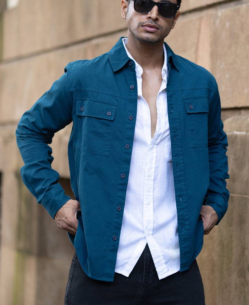 Royal Blue Structured Overshirt Buy @ ₹1199