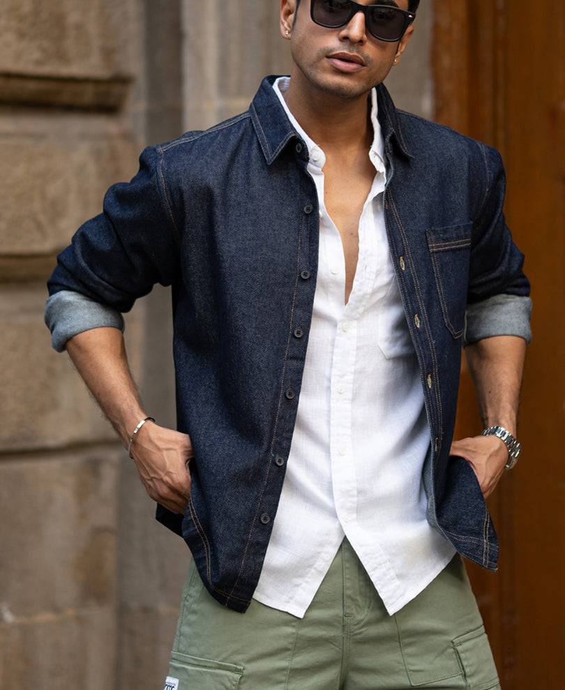 Indigo Denim Full Sleeves Overshirt Buy @ ₹1299