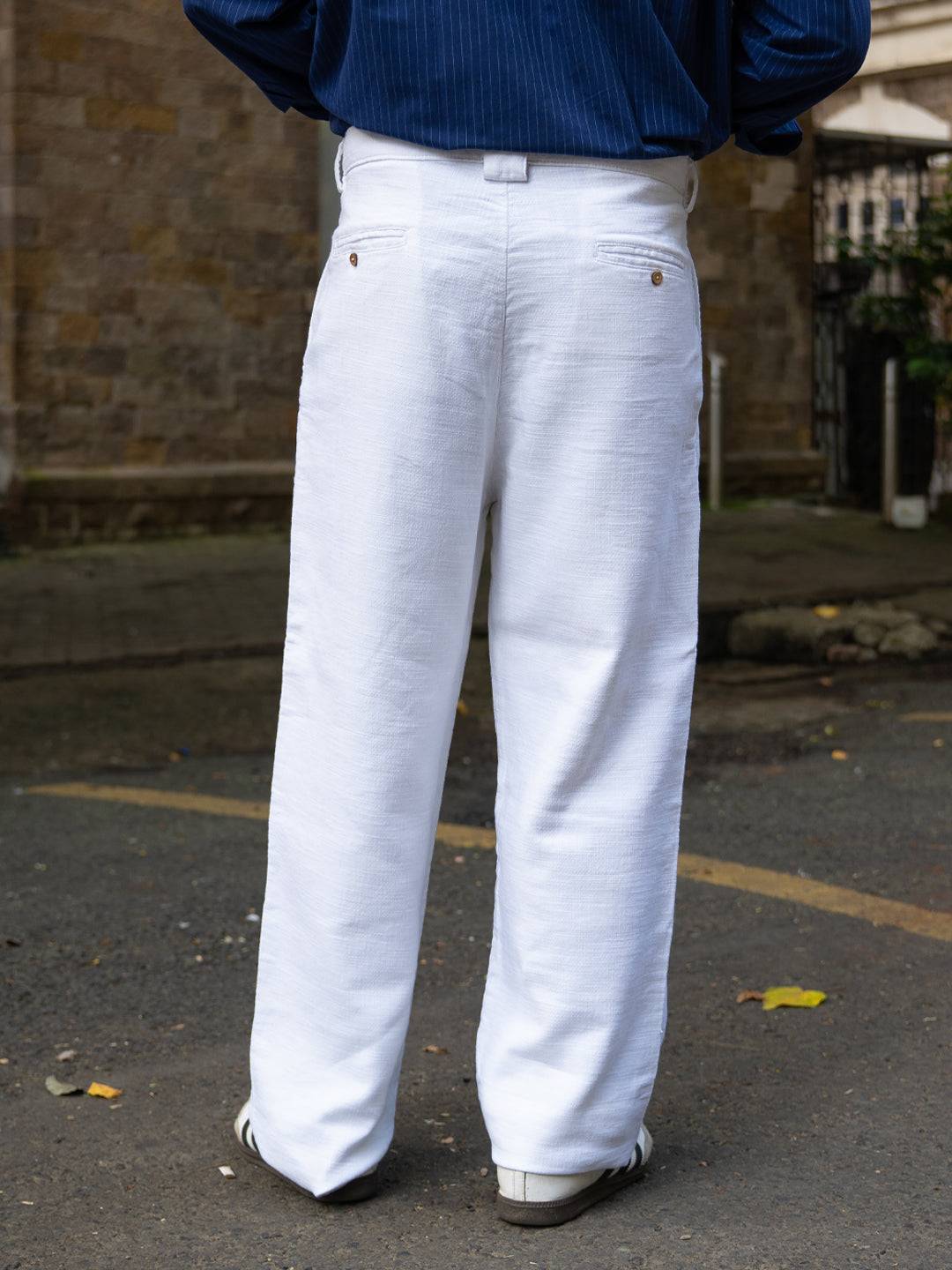 White Baggy Fit Cotton Trousers Buy @ ₹1399