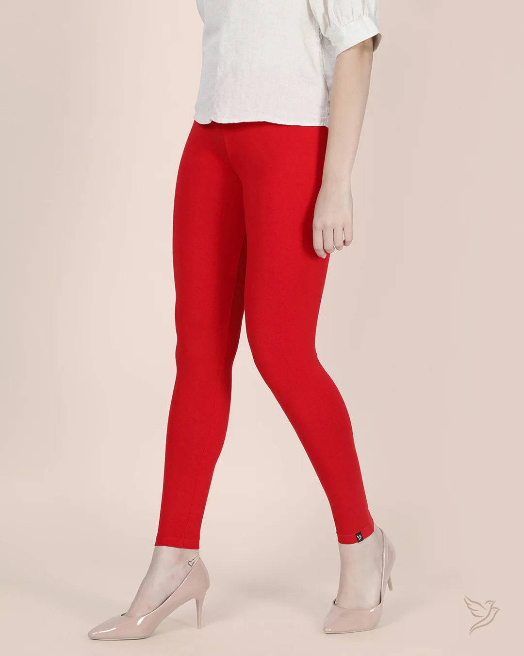 Twin Birds Ankle Legging - Tomato Red