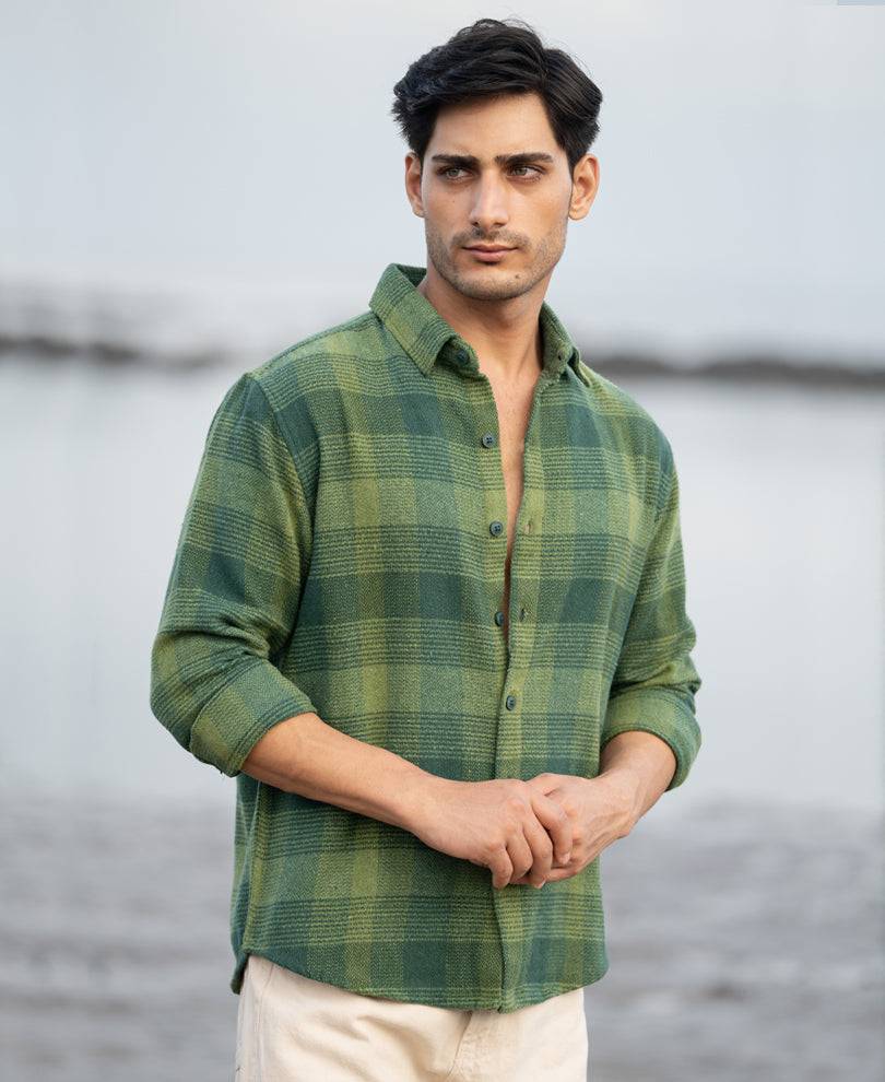 Green Structured Check Shirt Buy @ ₹1299