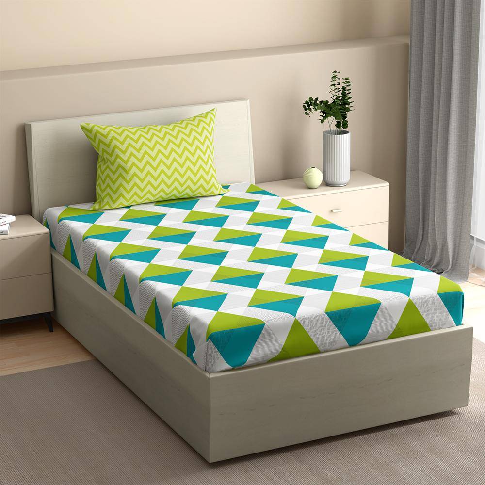 200 TC Flat 100% Cotton Printed Bedsheet, Daniel Single Size (90x60 inches) / (2.29m*1.52m) with 1 Pillow Cover (90x60 inch)