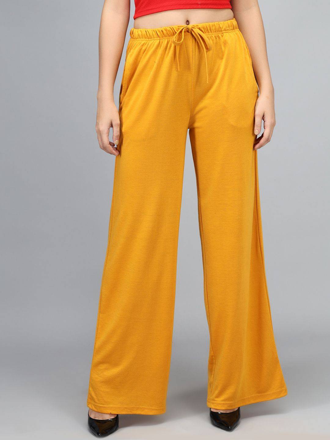 Kotty Women Yellow Loose Fit High-Rise Parallel Trousers