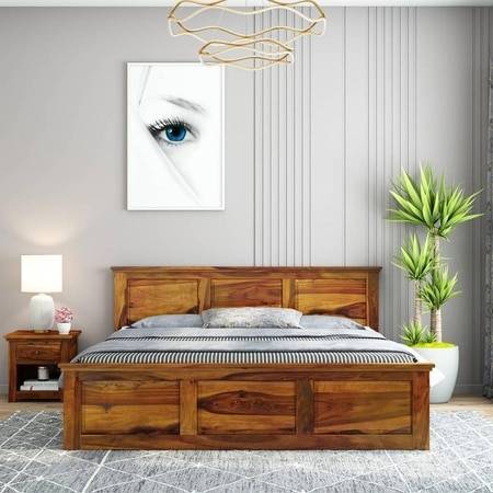 Stainfleld Sheesham Wood King Size Bed Non Storage Bed Honey OakOak Finish (72 x 78 inches)