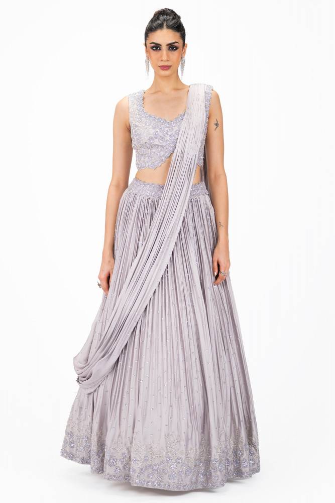 Embellished Monochrome Satin Lehenga Buy at ₹46995