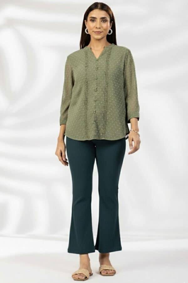 Forest Green Slim Fit Tencel Roma Spandex Pant