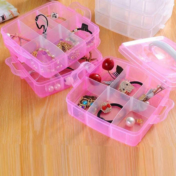 2-Layer 12-Grid Transparent Storage Box – Portable Detachable Organizer for Jewelry, Sewing, Buttons, Earrings, Hair Accessories & More (Pack of 1) Buy @ ₹149